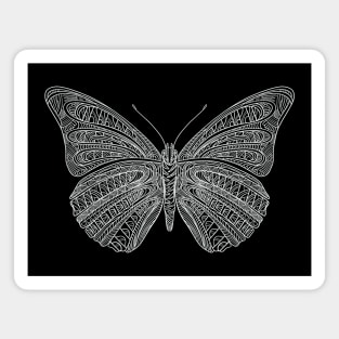 Butterfly design created using line art - white version Magnet
